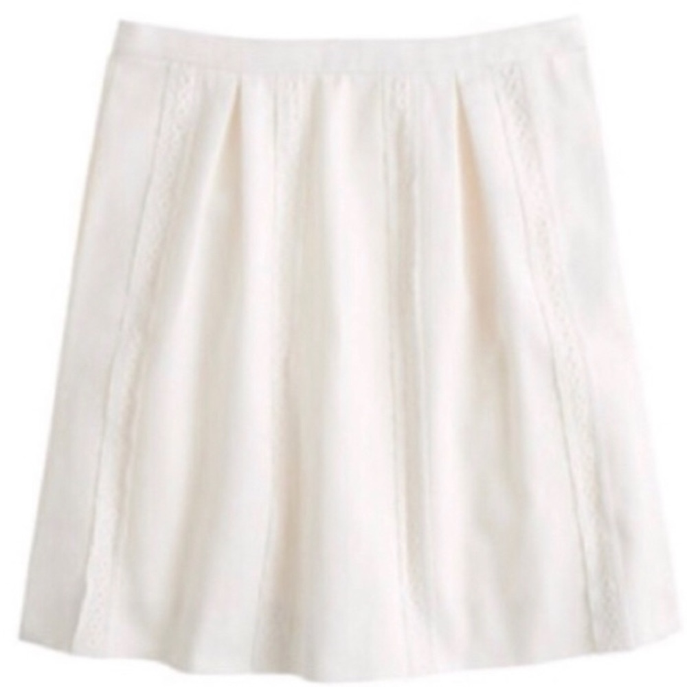 JCrew Lace Stripe Skirt in WHITE